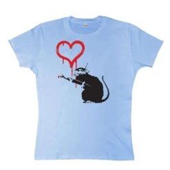 Banksy Love Rat Fitted Womens T-Shirt -Everyday Tee Shirt Sales Store Banksy Love Rat Fitted Womens T Shirt 8Ball 5935