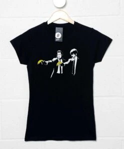 Banksy Pulp Fiction Bananas Womens Fitted T-Shirt