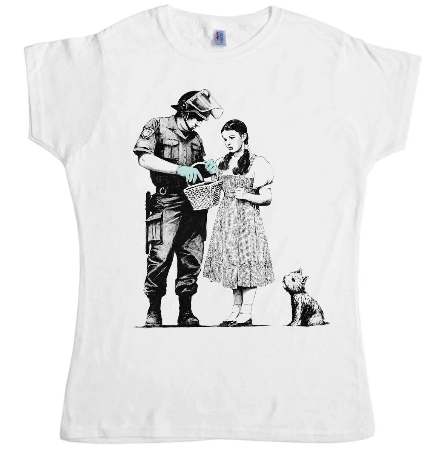 Banksy Stop And Search Womens Fitted T-Shirt 3 Banksy Stop And Search Womens Fitted T-Shirt - Image 3