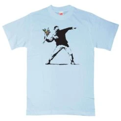 Banksy Throwing Flowers T-Shirt -Everyday Tee Shirt Sales Store Banksy Throwing Flowers Mens Graphic T Shirt 8Ball 1975