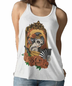 Geisha Skull Tattoo Design Adult Womens Vest Top