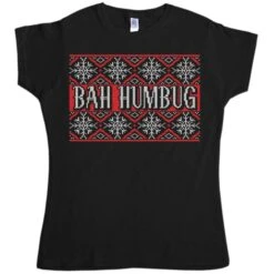 Knitted Jumper Style Bah Humbug Womens Fitted T-Shirt -Everyday Tee Shirt Sales Store Knitted Jumper Style Bah Humbug Womens Fitted T Shirt 8Ball 8739