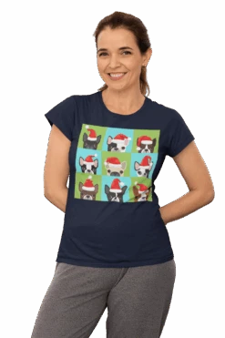 Santa Hat Pugs Christmas T-Shirt For Women -Everyday Tee Shirt Sales Store Santa Hat Pugs Christmas T Shirt for Women 8Ball 5464