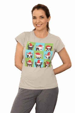 Santa Hat Pugs Christmas T-Shirt For Women -Everyday Tee Shirt Sales Store Santa Hat Pugs Christmas T Shirt for Women 8Ball 8727
