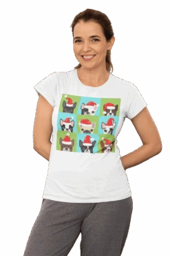 Santa Hat Pugs Christmas T-Shirt For Women -Everyday Tee Shirt Sales Store Santa Hat Pugs Christmas T Shirt for Women 8Ball 984