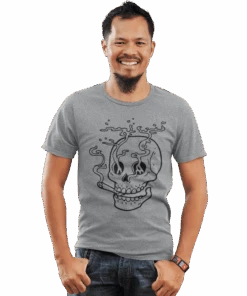 Smoking Skull Tattoo Design Adult Unisex T-Shirt