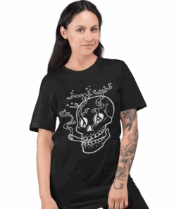 Smoking Skull Tattoo Design Adult Unisex T-Shirt -Everyday Tee Shirt Sales Store Smoking Skull Tattoo Design Adult Unisex Unisex T Shirt For Men And Women 8Ball 6733