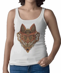 Steampunk Wolf Tattoo Design Adult Womens Vest Top